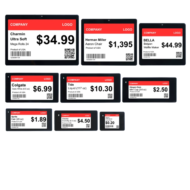 Electronic shelf labels in multiple display sizes