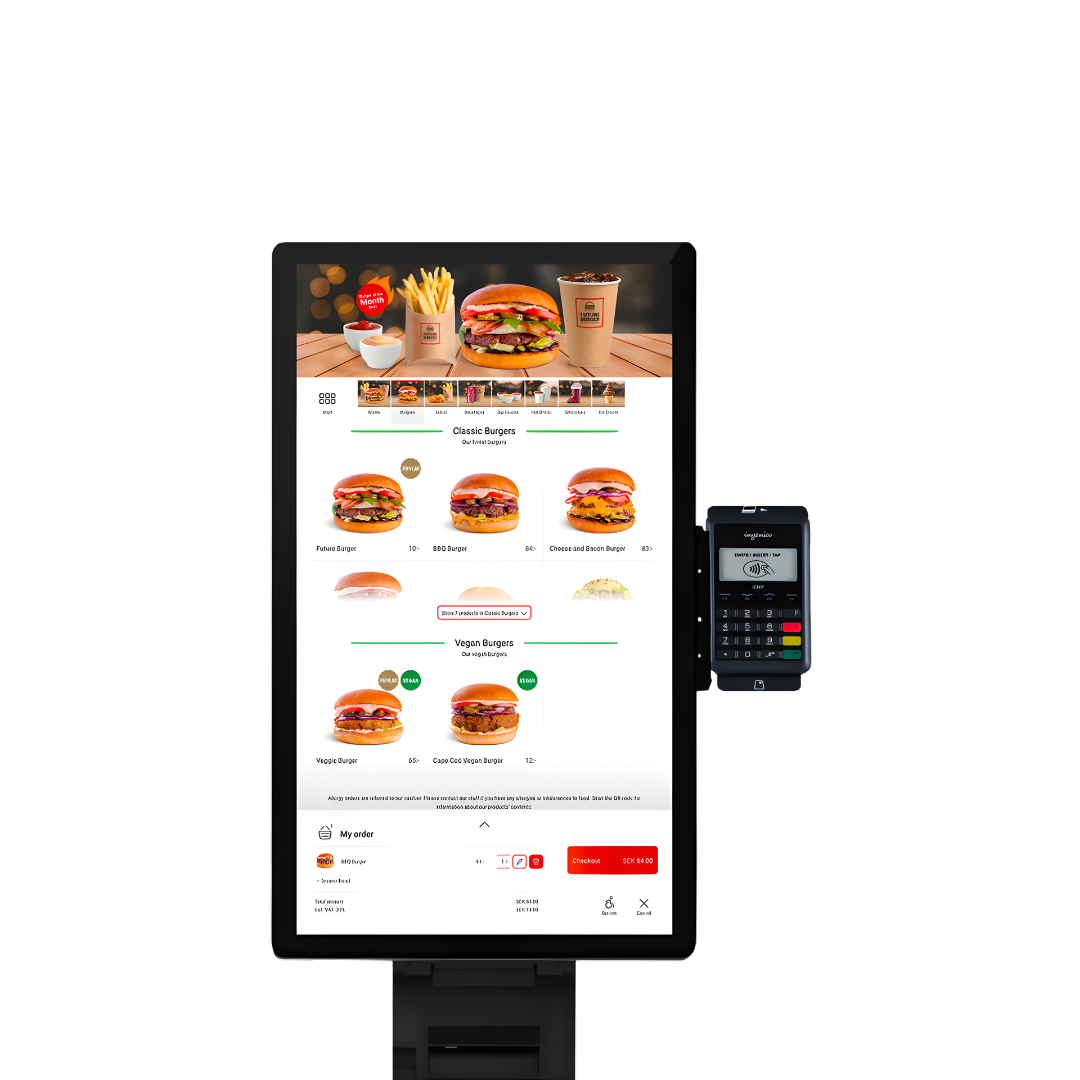POWR POS self-ordering kiosk with integrated payment terminal